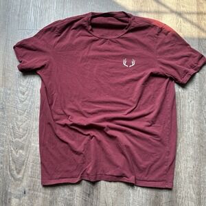 Men's Bucked Up Shirt Gym Size L Wine Red  Zyzz David Laid Alex Eubank Golds Gym